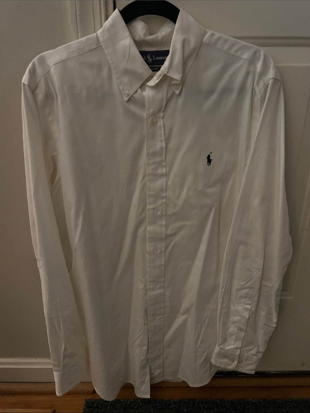 Polo by Ralph Lauren White Long-Sleeve Button-Down Shirt with Navy Pony 15 32/33